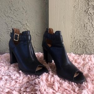 Block open toe booties